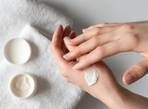 lotion on the skin